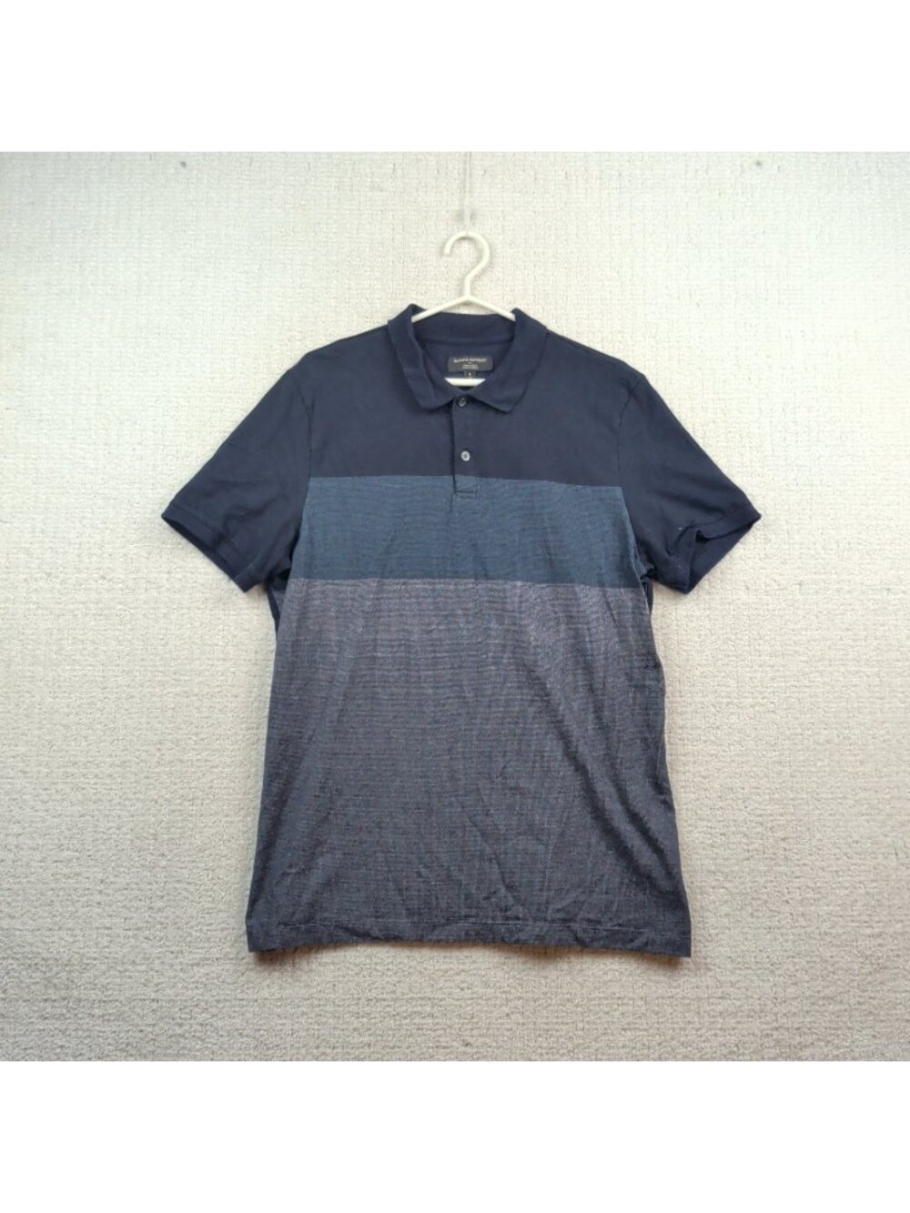 Banana Republic Polo Shirt Mens Sz L Dark Blue Color Block Dress Polo Preppy